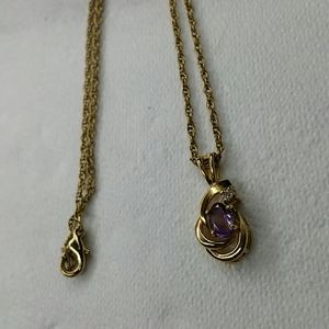 Necklace with purple rhinestone